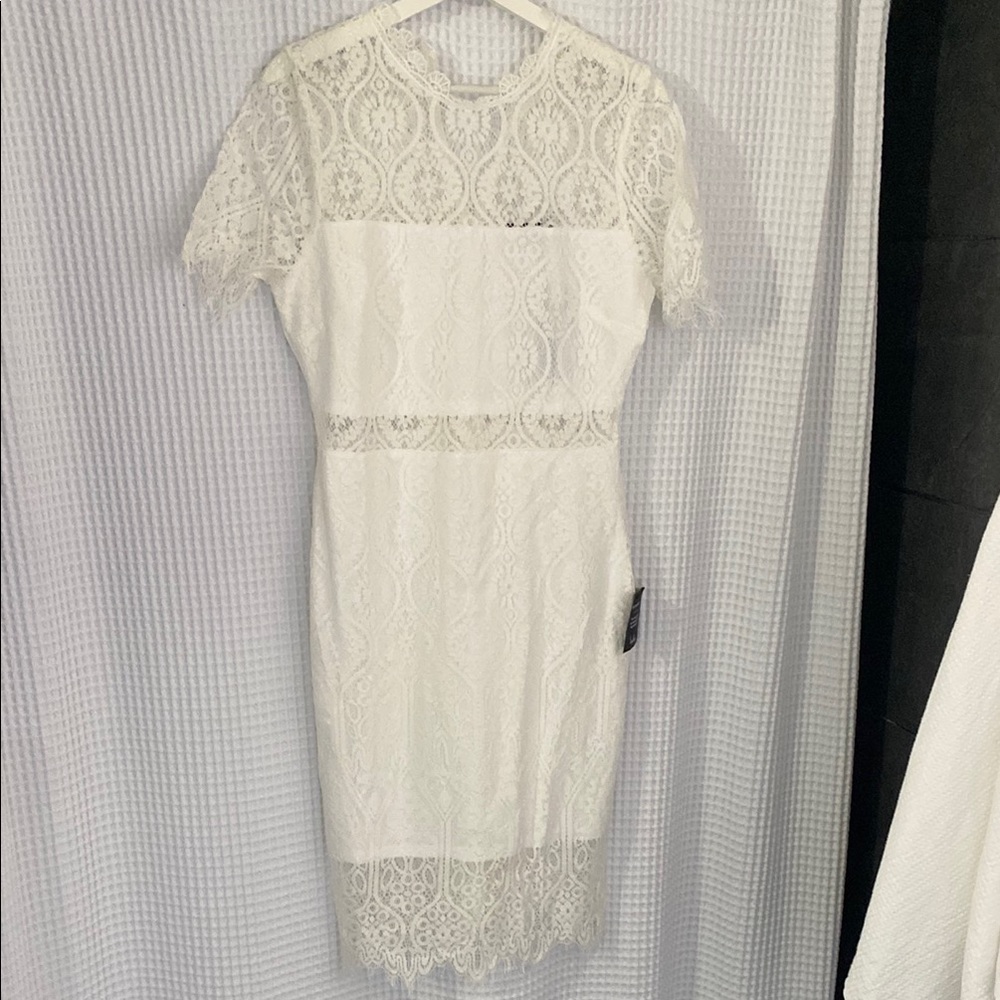 Lulu's White Lace Midi Dress